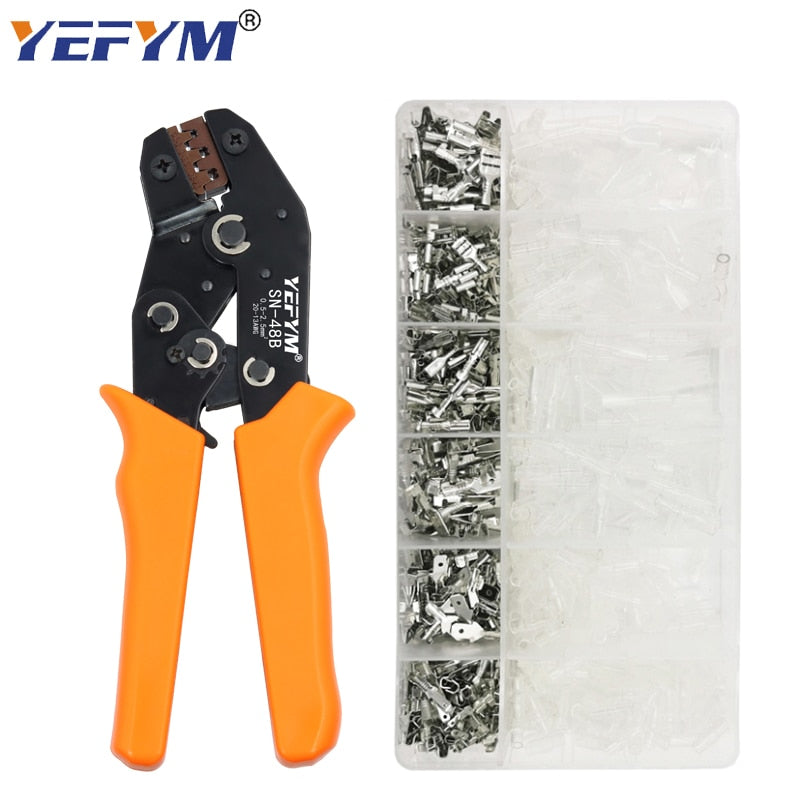 YEFYM SN-48B crimping pliers 0.5-2.5mm2 high precision jaw with TAB 2.8 4.8 6.3 car terminals sets wire electrical hand tools