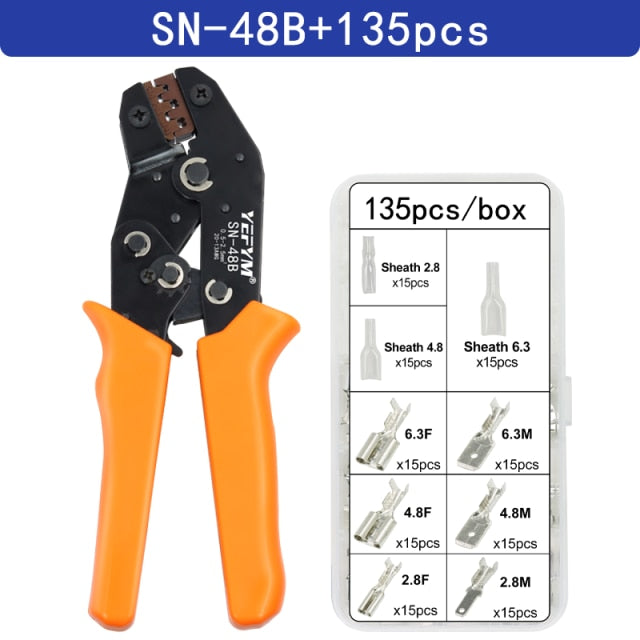 YEFYM SN-48B crimping pliers 0.5-2.5mm2 high precision jaw with TAB 2.8 4.8 6.3 car terminals sets wire electrical hand tools