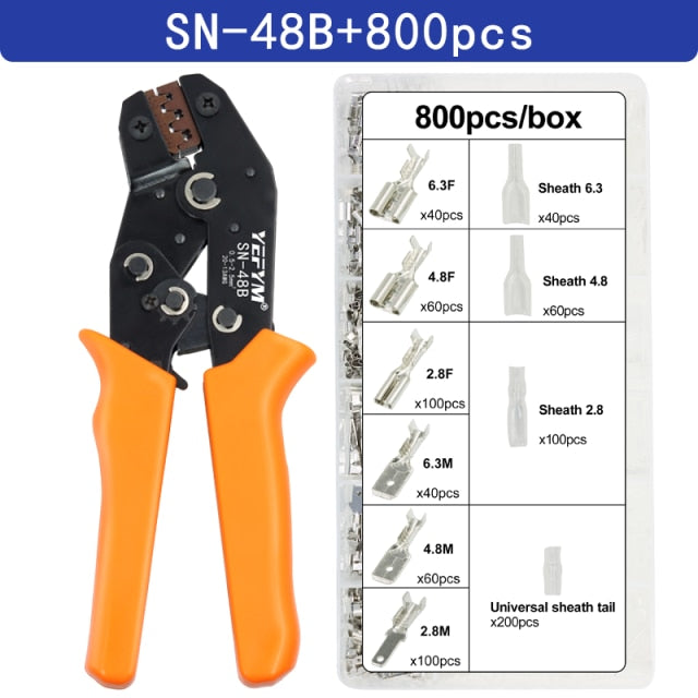 YEFYM SN-48B crimping pliers 0.5-2.5mm2 high precision jaw with TAB 2.8 4.8 6.3 car terminals sets wire electrical hand tools