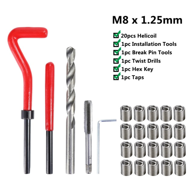 XCAN Thread Repair Kit M3 M4 M5 M6 M8 M10 M12 M14 Screw Thread Inserts For Restoring Damaged Threads Repair Tools Drill Bit