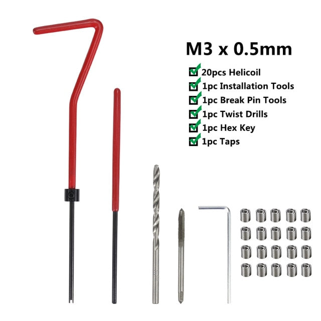 XCAN Thread Repair Kit M3 M4 M5 M6 M8 M10 M12 M14 Screw Thread Inserts For Restoring Damaged Threads Repair Tools Drill Bit