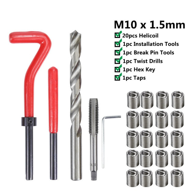 XCAN Thread Repair Kit M3 M4 M5 M6 M8 M10 M12 M14 Screw Thread Inserts For Restoring Damaged Threads Repair Tools Drill Bit