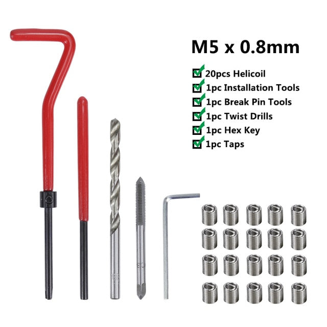XCAN Thread Repair Kit M3 M4 M5 M6 M8 M10 M12 M14 Screw Thread Inserts For Restoring Damaged Threads Repair Tools Drill Bit