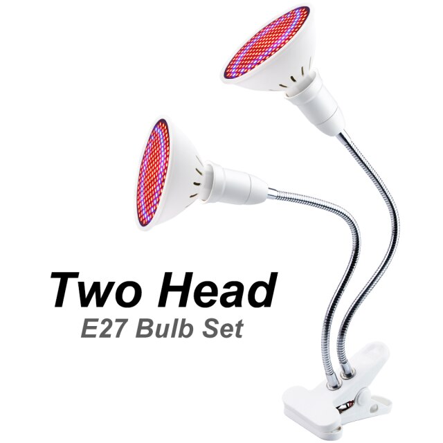 2-head LED Plant Grow Light Bulb E27 LED Full Spectrum EU/US for Lamp Room Dual Flower Seeds Tent Indoor Clip hydro Grow Box