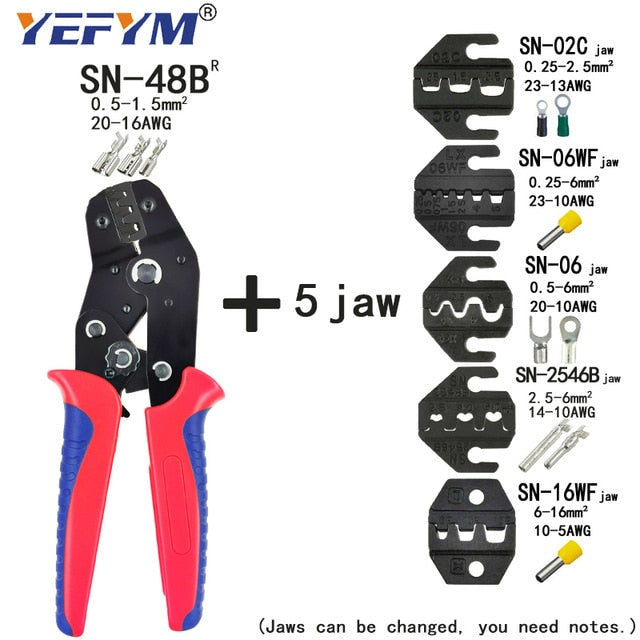 Crimping Pliers Set SN-48BS(=SN-48B+SN-28B) Jaw Kit for 2.8 4.8 6.3 VH3.96/Tube/Insulation Terminals Electrical Clamp Min Tools