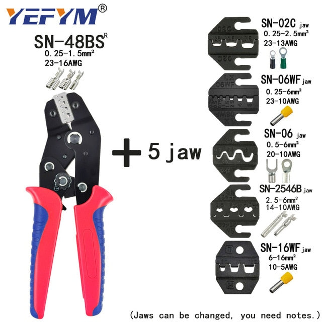 Crimping Pliers Set SN-48BS(=SN-48B+SN-28B) Jaw Kit for 2.8 4.8 6.3 VH3.96/Tube/Insulation Terminals Electrical Clamp Min Tools