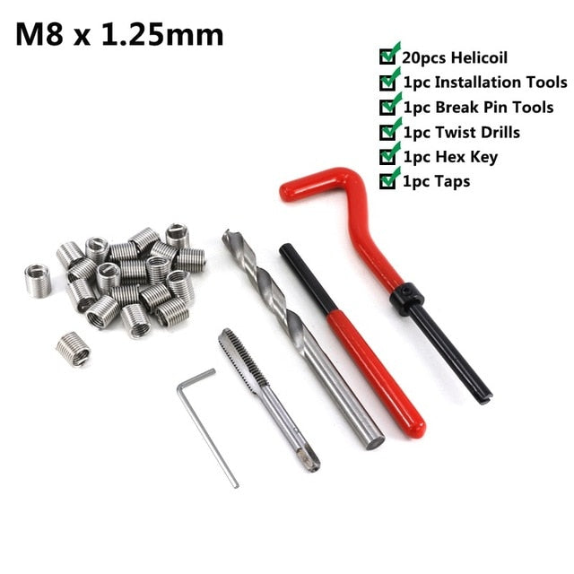 XCAN Thread Repair Tool Kit 25pcs M3/M4/M5/M6/M7/M8/M10/M12/14 for Restoring Damaged Threads Spanner Wrench Twist Drill Bit Kit