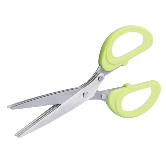 Multifunctional Multi-layer Green Onion Scissors Stainless Steel Onion Cutting Knife Herb Seaweed Spice Scissors Kitchen Scissor