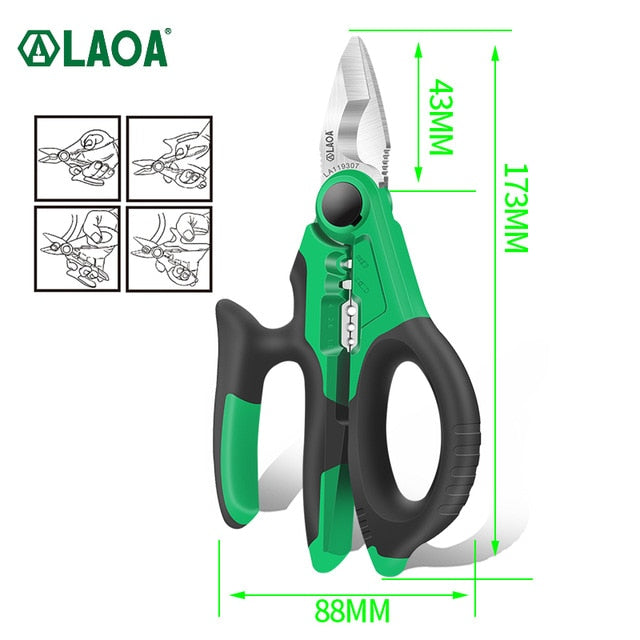 LAOA Electrician Scissors 6" Wire Cutter Crimpper Stainless Wire stripper Cable Cutting  Crimping Tool