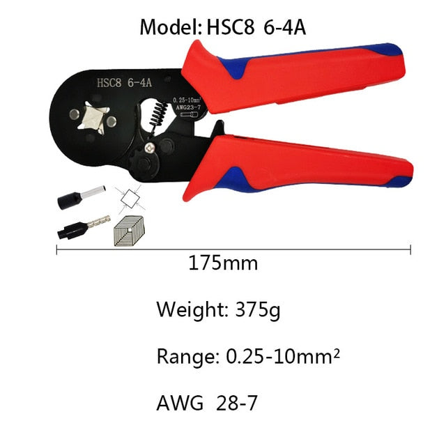 Tubular Terminal Crimping Tool Mini Electrician's Pliers Hand Tools HSC8 6-4 0.06-10mm2 28-7AWG High Precision Pliers Set