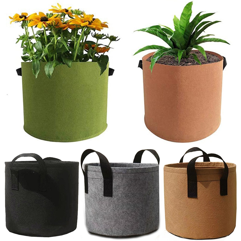 2/3/5/7/10 Gallon Plant Grow Bag Greenhouse Outdoor Garden Flower Vegetable Potato Seed Growing Container Fabric Pot With Handle