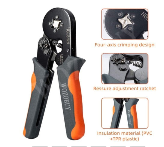 Hexagonal Sawtooth Self-Adjustable Ratchet,Ferrule Crimping Tool Kit, Crimper Kit with 400/800/1200/1800/1900pcs Wire Terminals