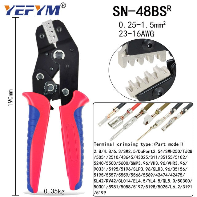 Crimping Pliers Set SN-48BS(=SN-48B+SN-28B) Jaw Kit for 2.8 4.8 6.3 VH3.96/Tube/Insulation Terminals Electrical Clamp Min Tools