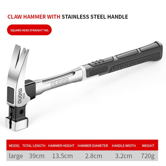 OUDISI Heavy Claw Hammer 100Z/130Z Nail Hammer Tool Steel Woodworking Striking Tools Magnetic Automatic Nail Suction Hammer