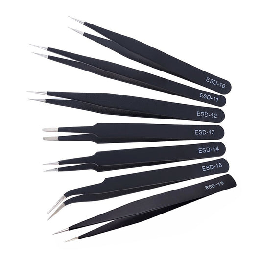 2/6 Pcs Anti-static ESD Stainless Steel Tweezers Maintenance Tools Industrial Precision Curved Straight Tweezers Repair Tools