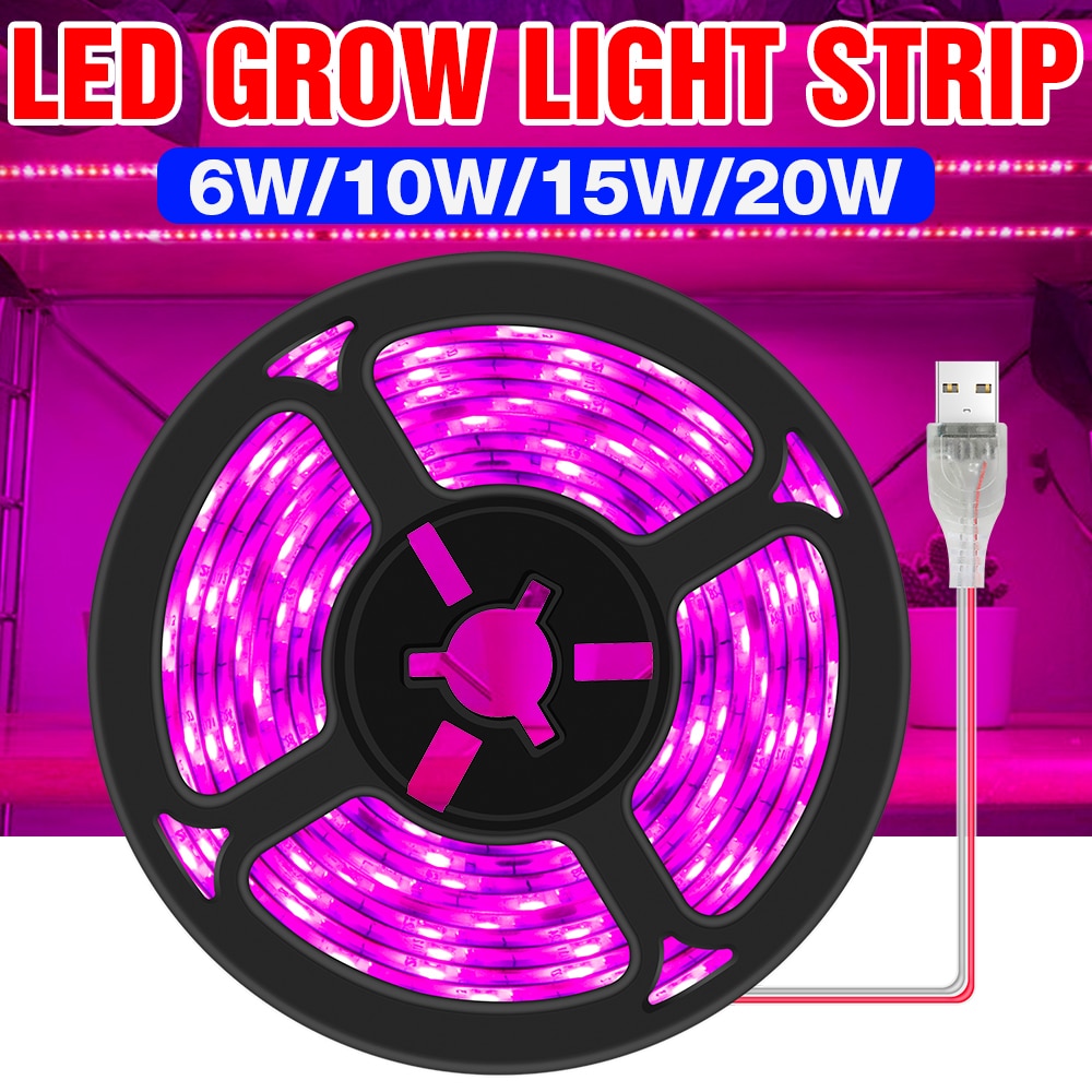 USB Full Spectrum Phytolamps LED Grow Light 5V Plant Growth Light 0.5 1 2 3M Flexible Grow Light Strip Waterproof Tent seed Lamp