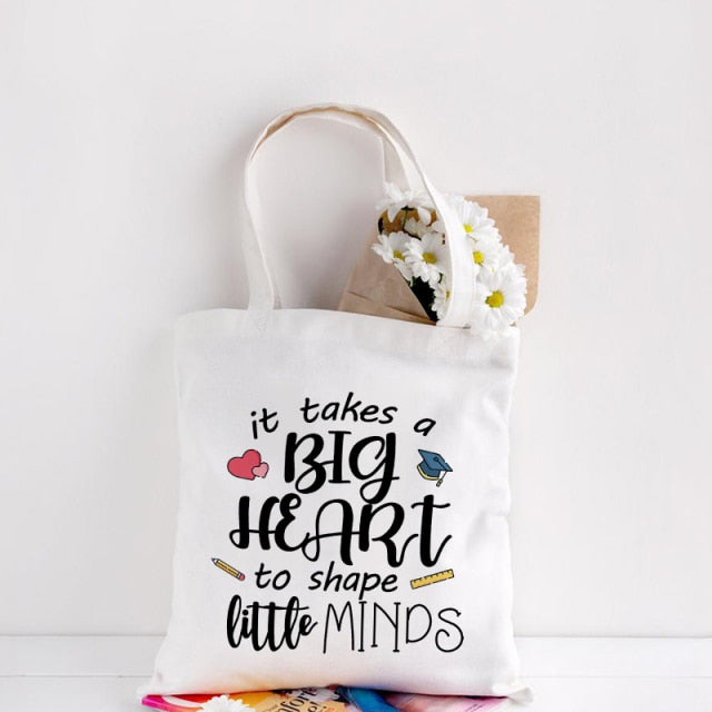 Teachers Gift Teacher Tote Bag Women Canvas Bags Teachers Plant The Seeds of Knowledge Printed Casual Shoulder Bag Foldable