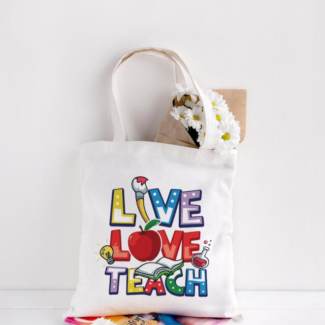 Teachers Gift Teacher Tote Bag Women Canvas Bags Teachers Plant The Seeds of Knowledge Printed Casual Shoulder Bag Foldable