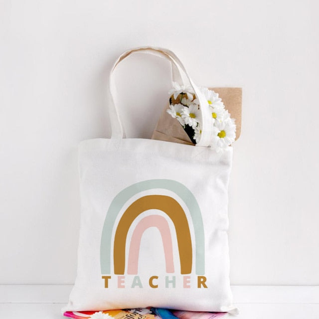 Teachers Gift Teacher Tote Bag Women Canvas Bags Teachers Plant The Seeds of Knowledge Printed Casual Shoulder Bag Foldable