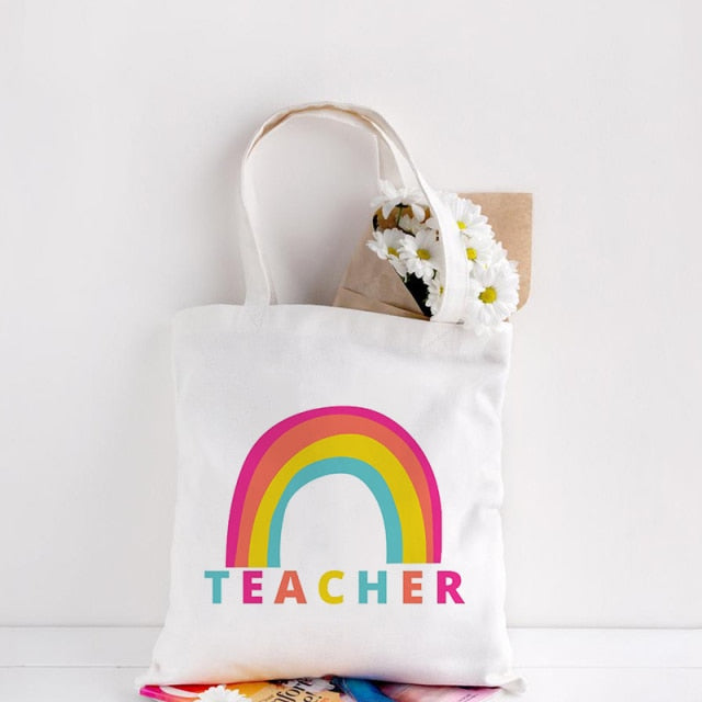 Teachers Gift Teacher Tote Bag Women Canvas Bags Teachers Plant The Seeds of Knowledge Printed Casual Shoulder Bag Foldable