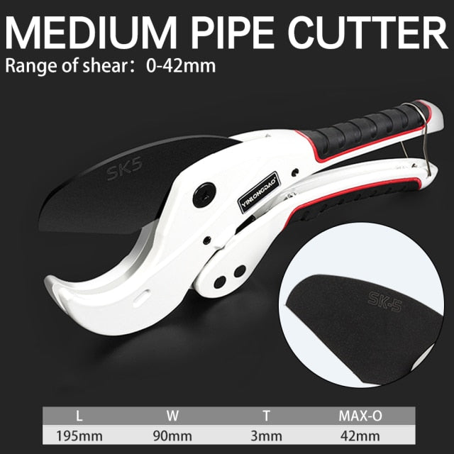 DTBD PVC Pipe Cutter 36mm 42mm 64mm Aluminum Alloy Body Ratchet Scissors Tube Cutter PVC/PU/PP/PE Hose Cutting Hand Tools