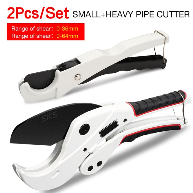 DTBD PVC Pipe Cutter 36mm 42mm 64mm Aluminum Alloy Body Ratchet Scissors Tube Cutter PVC/PU/PP/PE Hose Cutting Hand Tools