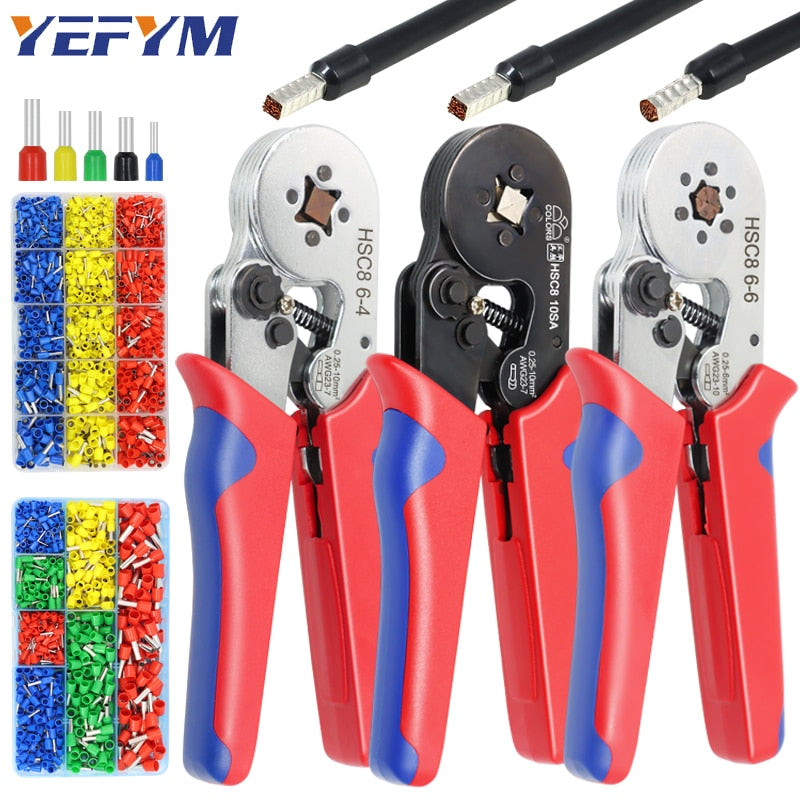 Tubular terminal crimping tools mini electrical pliers HSC8 10SA/6-4 0.25-10mm2 23-7AWG 6-6 0.25-6mm2 high precision clamp sets