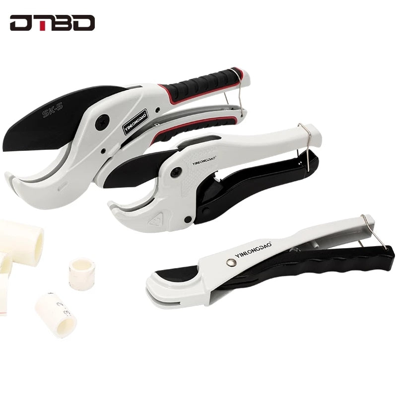 DTBD PVC Pipe Cutter 36mm 42mm 64mm Aluminum Alloy Body Ratchet Scissors Tube Cutter PVC/PU/PP/PE Hose Cutting Hand Tools