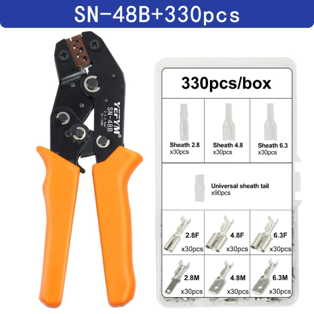 YEFYM SN-48B crimping pliers 0.5-2.5mm2  high precision jaw with TAB 2.8 4.8 6.3 car terminals sets wire electrical hand tools