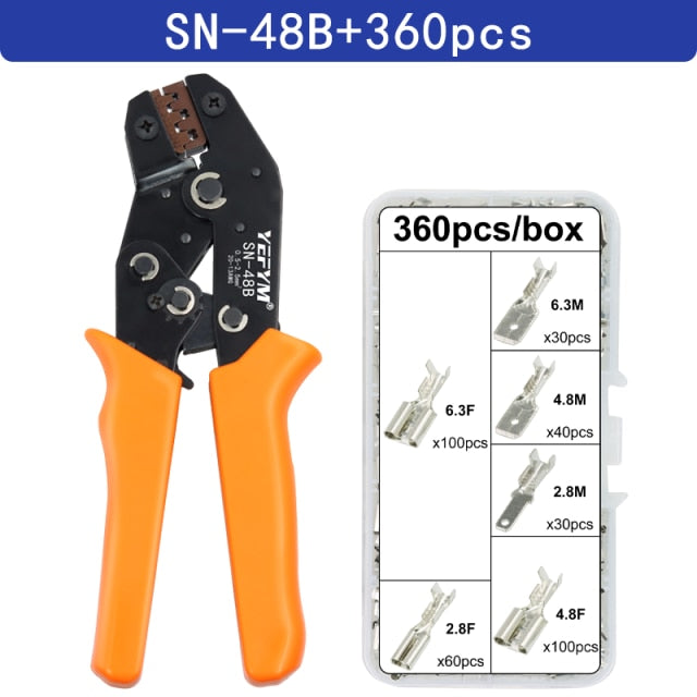 YEFYM SN-48B crimping pliers 0.5-2.5mm2  high precision jaw with TAB 2.8 4.8 6.3 car terminals sets wire electrical hand tools