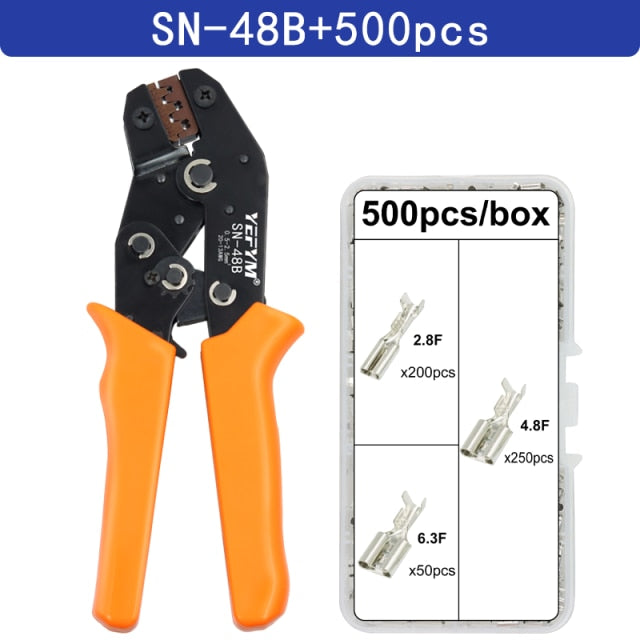 YEFYM SN-48B crimping pliers 0.5-2.5mm2  high precision jaw with TAB 2.8 4.8 6.3 car terminals sets wire electrical hand tools