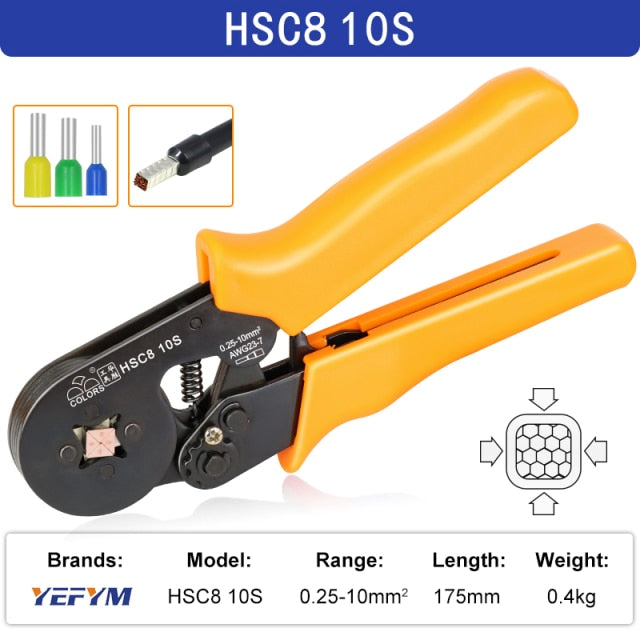 Tubular terminal crimping tools mini electrical pliers HSC8 10SA/6-4 0.25-10mm2 23-7AWG 6-6 0.25-6mm2 high precision clamp sets