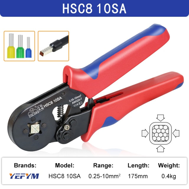 Tubular terminal crimping tools mini electrical pliers HSC8 10SA/6-4 0.25-10mm2 23-7AWG 6-6 0.25-6mm2 high precision clamp sets