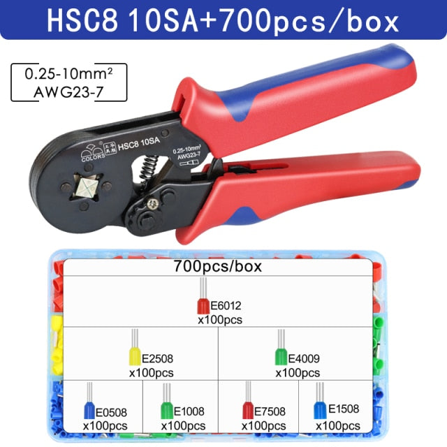 Tubular terminal crimping tools mini electrical pliers HSC8 10SA/6-4 0.25-10mm2 23-7AWG 6-6 0.25-6mm2 high precision clamp sets