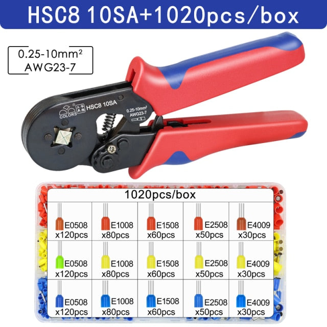 Tubular terminal crimping tools mini electrical pliers HSC8 10SA/6-4 0.25-10mm2 23-7AWG 6-6 0.25-6mm2 high precision clamp sets