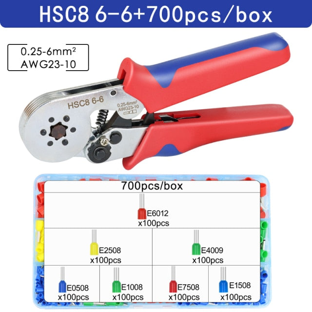 Tubular terminal crimping tools mini electrical pliers HSC8 10SA/6-4 0.25-10mm2 23-7AWG 6-6 0.25-6mm2 high precision clamp sets