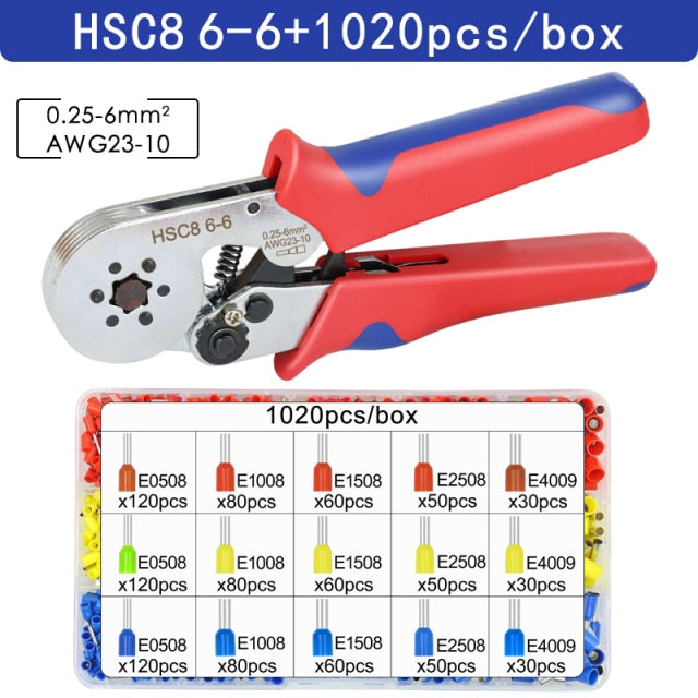 Tubular terminal crimping tools mini electrical pliers HSC8 10SA/6-4 0.25-10mm2 23-7AWG 6-6 0.25-6mm2 high precision clamp sets