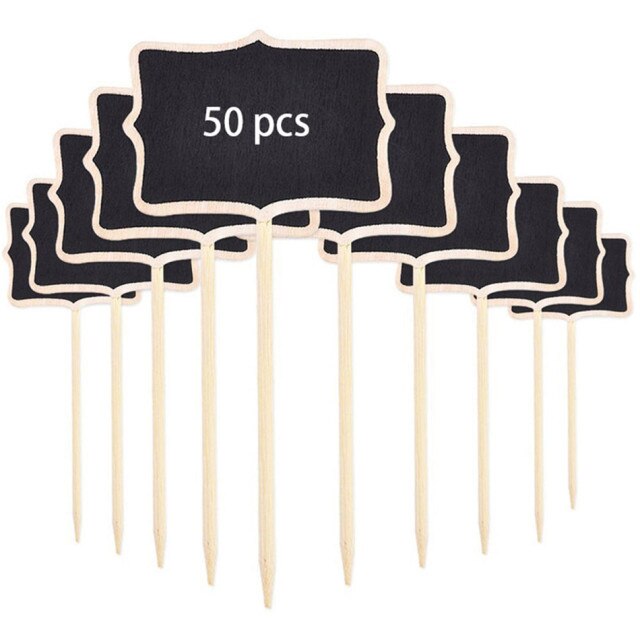 50PCS Wooden Herb Plant Pot Blackboard Garden Kitchen Seed Flower Labels Chalk Tags Planting Notes