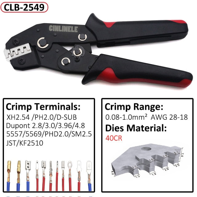 DuPont/D-SUB Terminals Crimping Pliers Hand Tools Robust Crimper Dies Set With Canvas Bag for PH2.0 XH2.55557 VH3.96 JST1.25