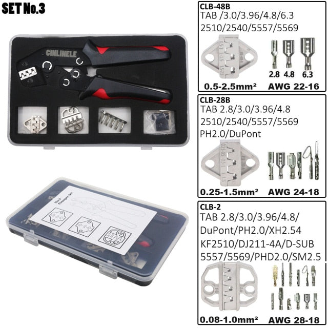 DuPont/D-SUB Terminals Crimping Pliers Hand Tools Robust Crimper Dies Set With Canvas Bag for PH2.0 XH2.55557 VH3.96 JST1.25