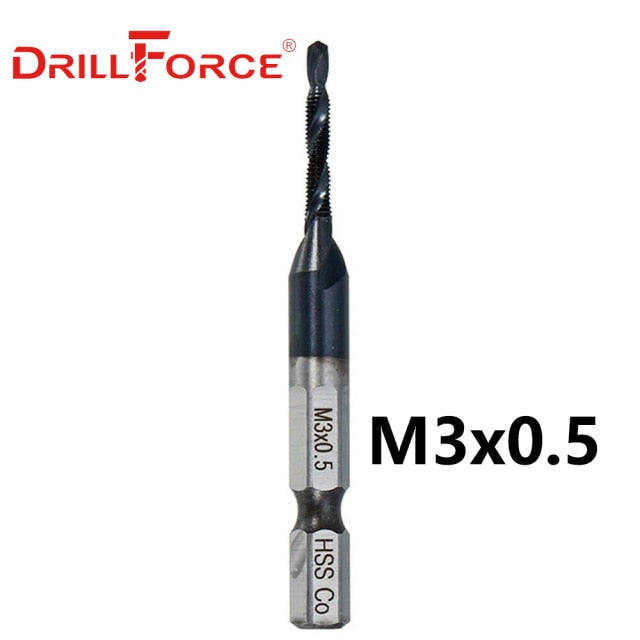 6PCS M3-M10 Screw Tap Drill Bits HRC89 TiAlN Coated HSSCO M35 Cobalt Taps Metric Combination Bit 1/4" IN Hex Quick Change