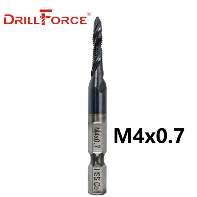 6PCS M3-M10 Screw Tap Drill Bits HRC89 TiAlN Coated HSSCO M35 Cobalt Taps Metric Combination Bit 1/4" IN Hex Quick Change