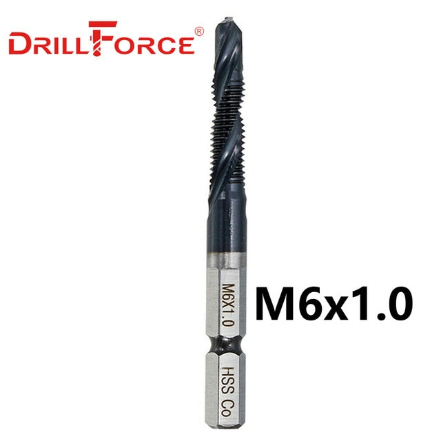 6PCS M3-M10 Screw Tap Drill Bits HRC89 TiAlN Coated HSSCO M35 Cobalt Taps Metric Combination Bit 1/4" IN Hex Quick Change