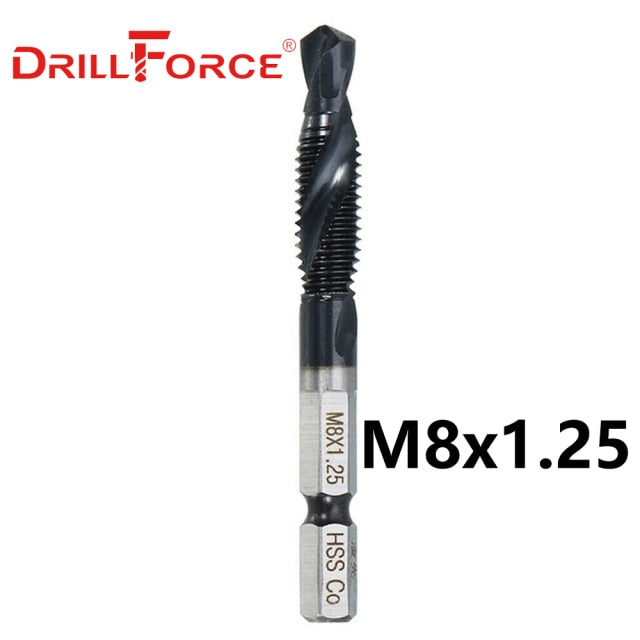 6PCS M3-M10 Screw Tap Drill Bits HRC89 TiAlN Coated HSSCO M35 Cobalt Taps Metric Combination Bit 1/4" IN Hex Quick Change