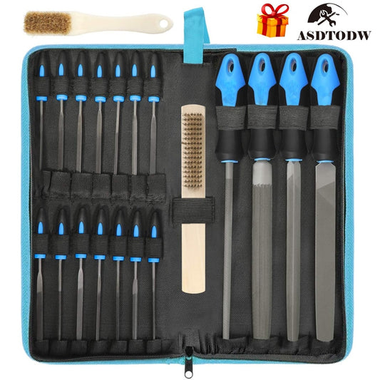 17 Pcs Metal Hand File Set Kit Including Flat, Round, Triangle, Half Round File and Needle Files, Craft Files Tools