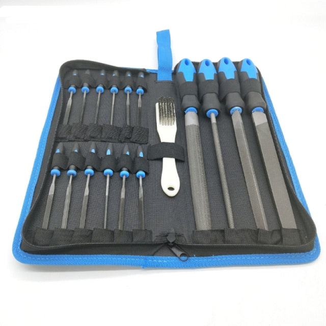 17 Pcs Metal Hand File Set Kit Including Flat, Round, Triangle, Half Round File and Needle Files, Craft Files Tools