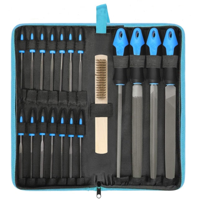 17 Pcs Metal Hand File Set Kit Including Flat, Round, Triangle, Half Round File and Needle Files, Craft Files Tools