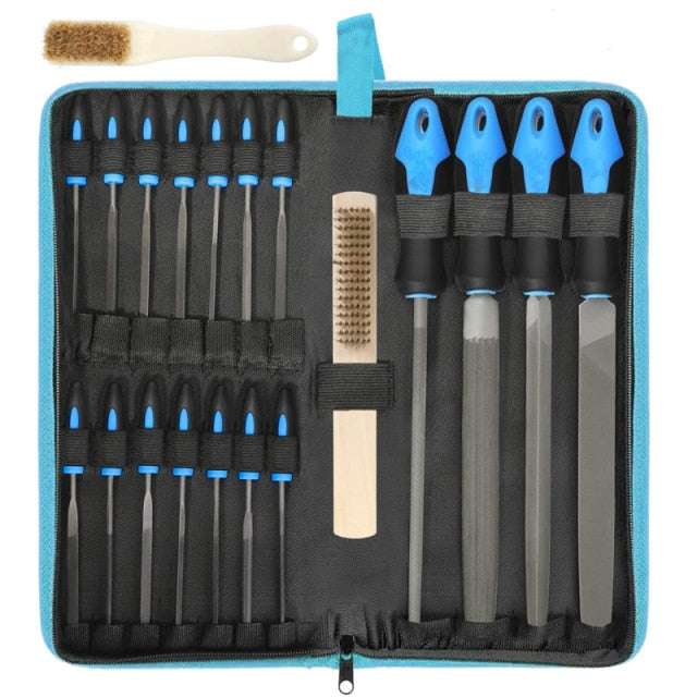 17 Pcs Metal Hand File Set Kit Including Flat, Round, Triangle, Half Round File and Needle Files, Craft Files Tools