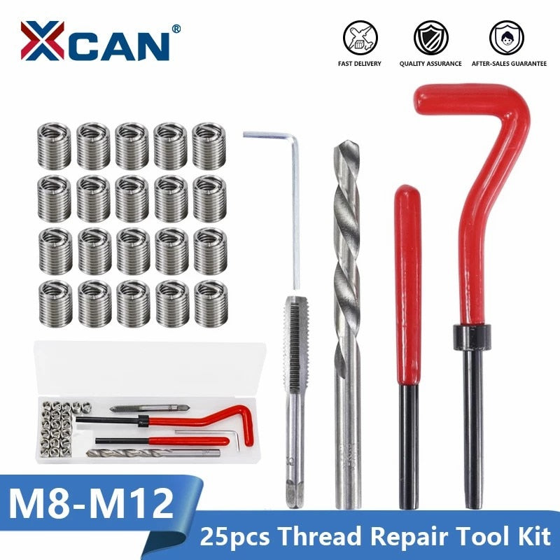 XCAN Thread Repair Kit M3 M4 M5 M6 M8 M10 M12 M14  Screw Thread Inserts For Restoring Damaged Threads Repair Tools Drill Bit