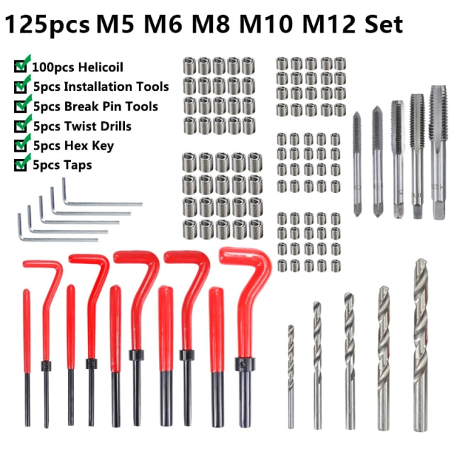 XCAN Thread Repair Kit M3 M4 M5 M6 M8 M10 M12 M14  Screw Thread Inserts For Restoring Damaged Threads Repair Tools Drill Bit